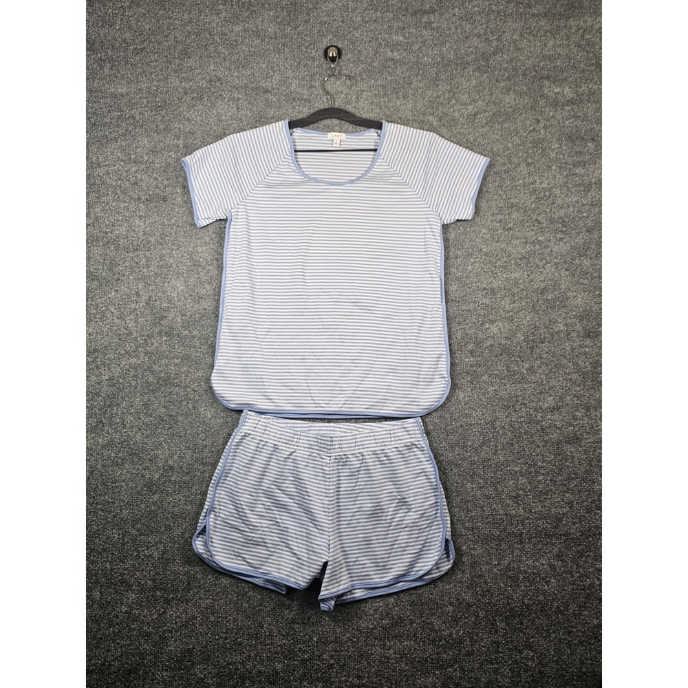 Pajama Set LAKE Women's 2-Piece Size Small 100% Pima Cotton Blue White Striped